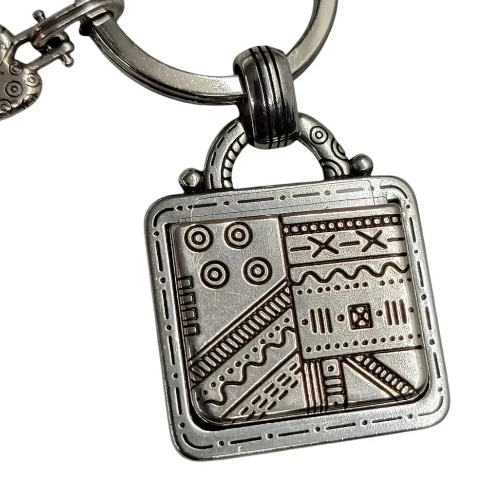 Brighton Silver Tone Square Picture Frame Photo Keychain Key Ring Heart Charm